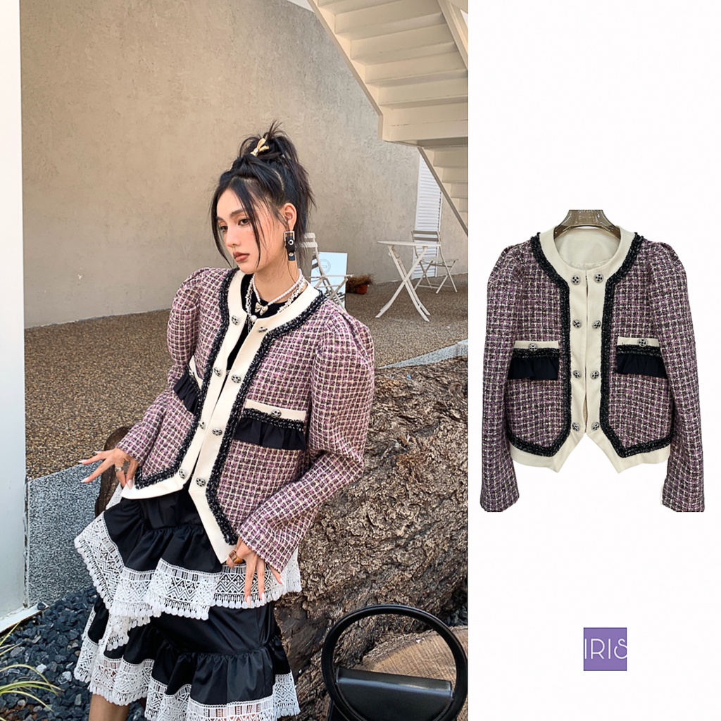 Iris Boutique IBAC763 Lavender blazer 粉色小香風格子女士外外套