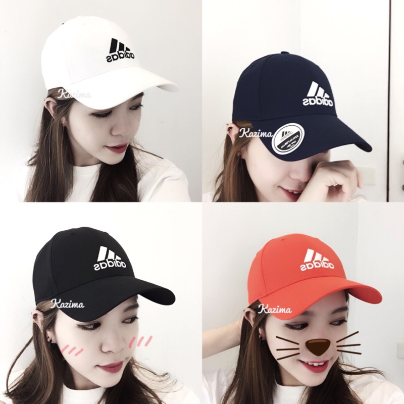 Kazima｜Adidas 大Logo Cap 老帽 彎帽 帽 帽子 棒球帽 鴨舌帽 黑 白 紅 黃 深藍 黑色 白色