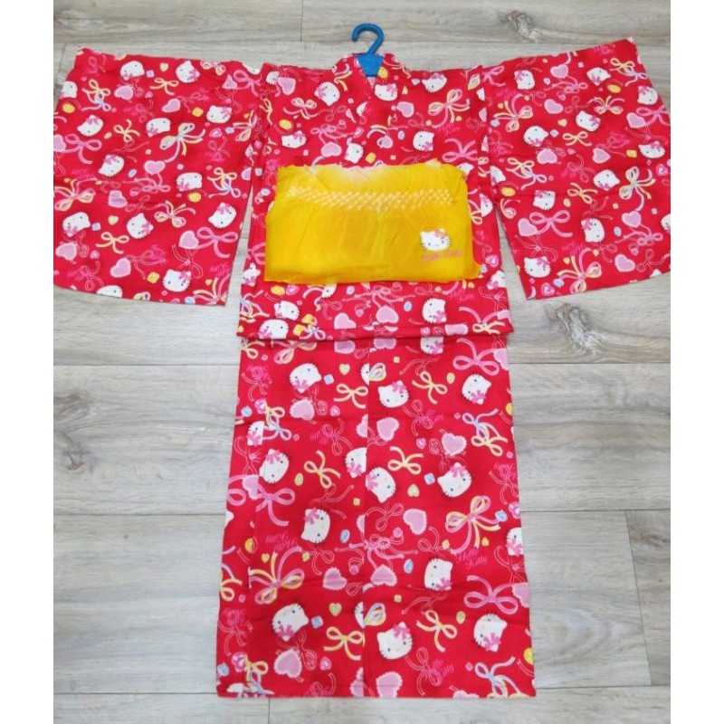【現貨粉色130碼】女童 兒童 Hello Kitty 日本 日式 和服 浴衣 套裝  附兵兒帶