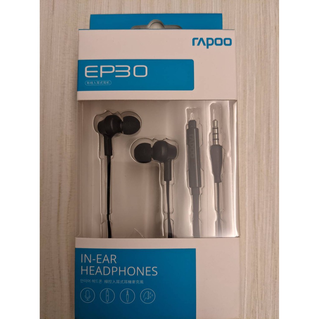 全新Rapoo雷柏EP30入耳式耳機 有線入耳式耳機3.5mm黑色耳機 耳道式耳機