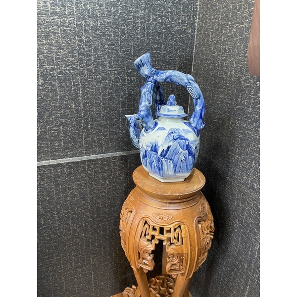 大茶壺陶瓷青花瓷擺飾