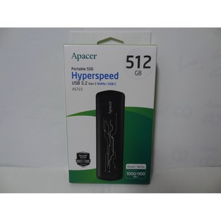 全新 宇瞻 Apacer AS722 USB 3.2 Gen 2 USB-C 外接式SSD 行動固態硬碟 512GB