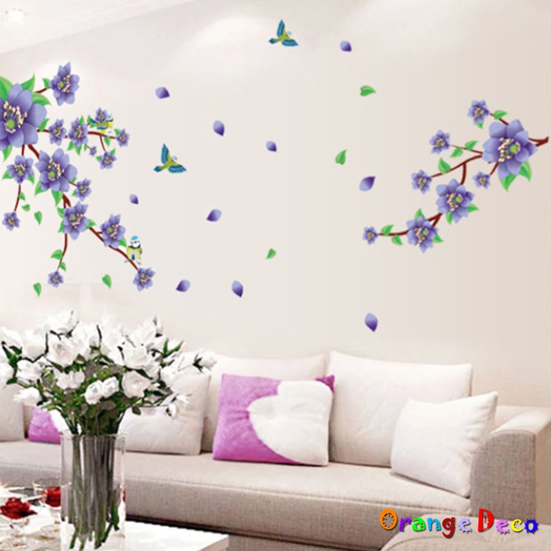 【橘果設計】紫色花卉 壁貼 牆貼 壁紙 DIY組合裝飾佈置