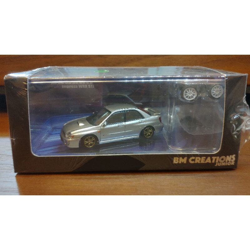 BM Creations 1/64 模型車 Subaru Impreza GDA 銀 附輪框 前輪可轉向