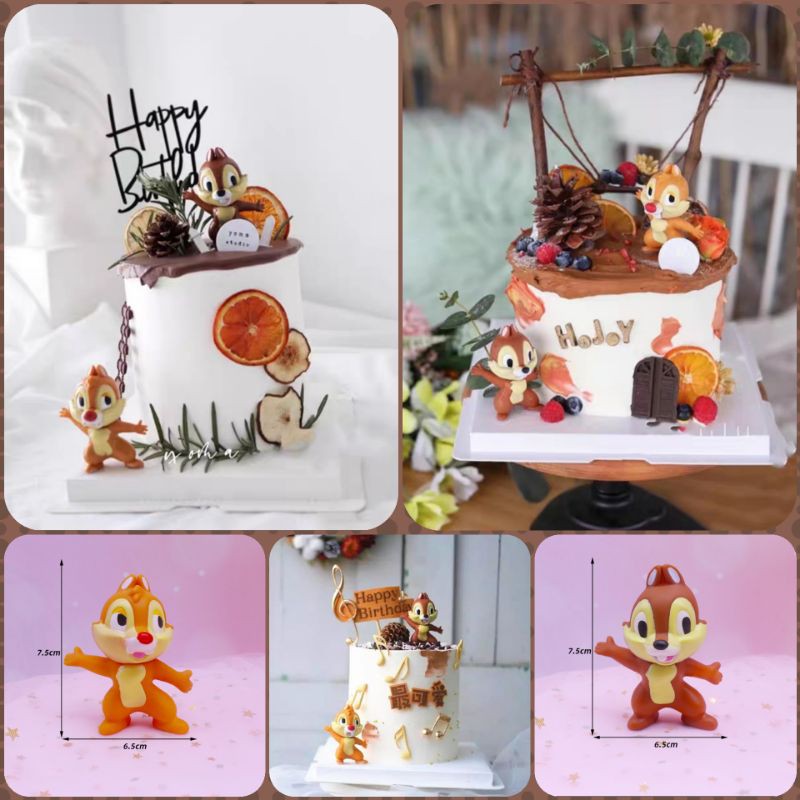 ❤可急單請聊聊❤療癒語過天晴🌞【奇奇與蒂蒂松鼠】蛋糕裝飾/辦公桌小物/生日蛋糕/DIY材料/必敗款永生花乾燥花玻璃瓶