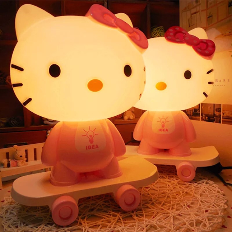 可愛hello kitty小夜燈 小檯燈 滑板KT貓