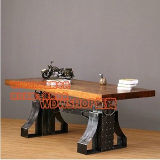 WDWSHOP/現貨/免運 LOFT美式工業風復古鐵藝餐桌實木酒吧桌咖啡桌可升降辦公桌會議桌