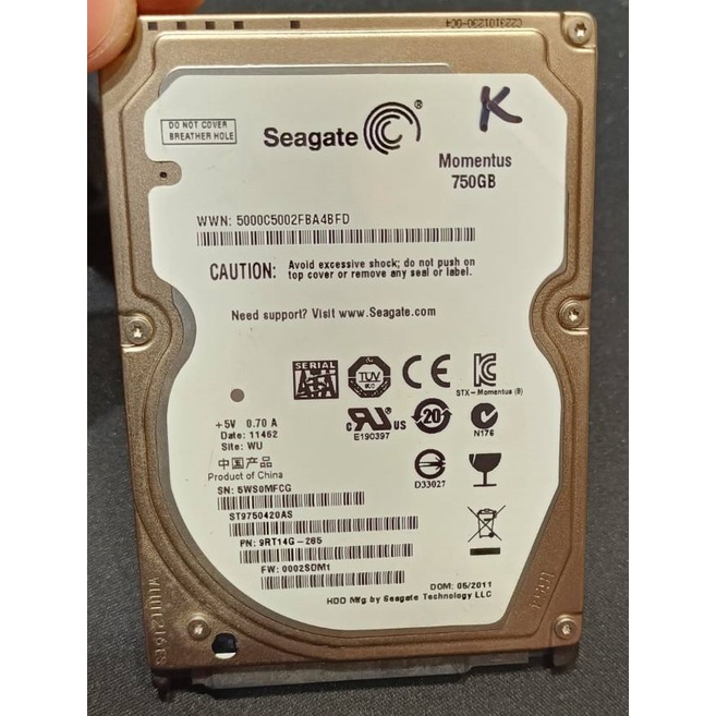 SEAGATE希捷2.5"筆記型電腦用硬碟HDD.750B.7200轉ST9750420AS可改外接式硬碟非1T