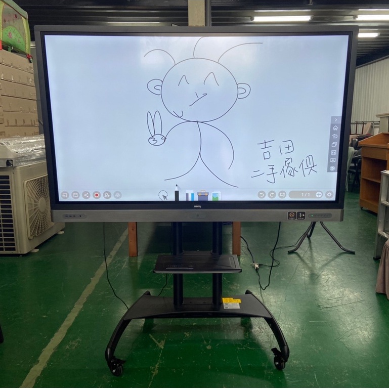 吉田二手傢俱❤BenQ75吋電子白板含架 觸控電視 大型互動觸控顯示器 教育型 4K UHD RP7501K