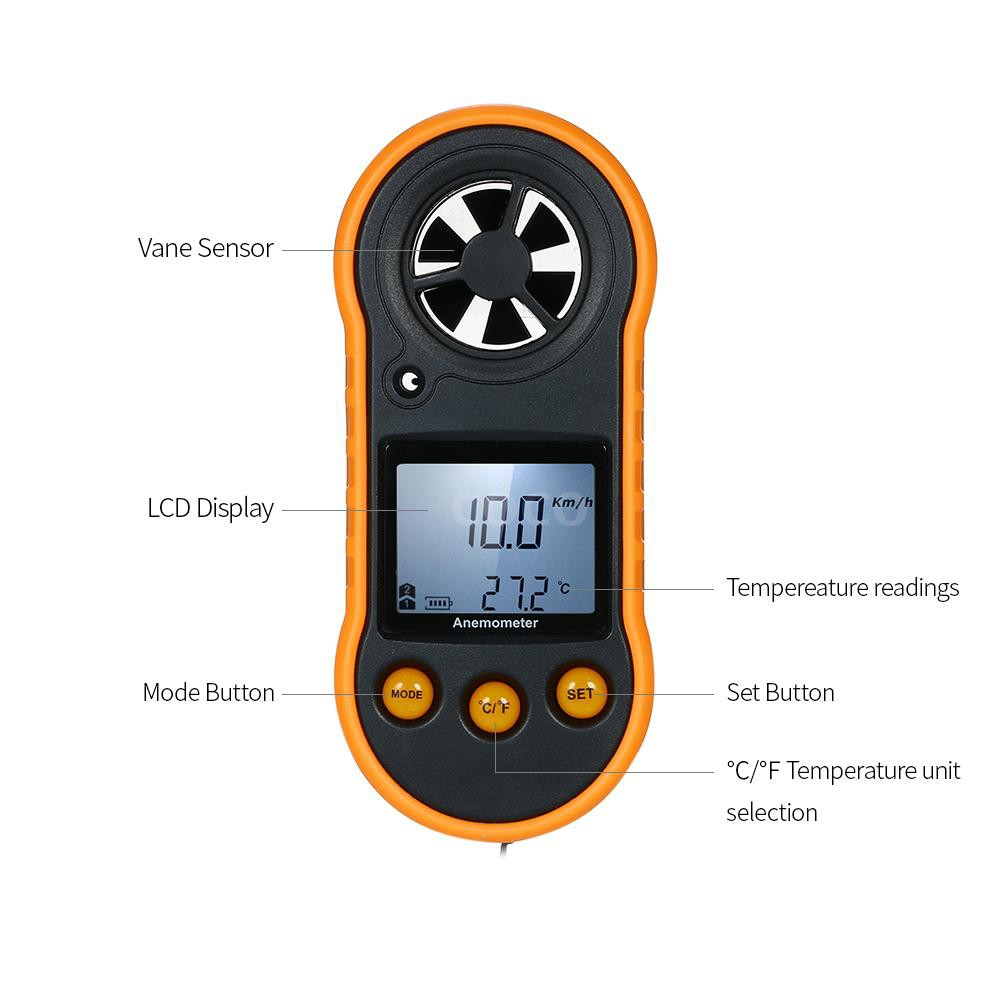 迷你數字風速儀風速計手持式風速測量儀風溫風力測試儀表背光LCD 