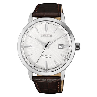 CITIZEN 星辰錶 鈦金屬紳士機械男錶-白面x小牛皮帶(NJ2180-11A)40.5mm