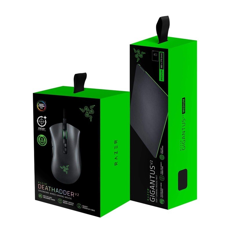 ::全新::Razer 雷蛇DEATHADDER V2 + GIGANTUS V2 MEDIUM 組合【無保固平輸貨】