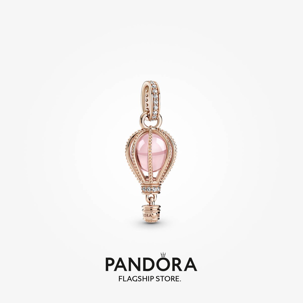 PANDORA 潘多拉 14k 玫瑰金鍍金閃閃發光的粉色熱氣球吊飾