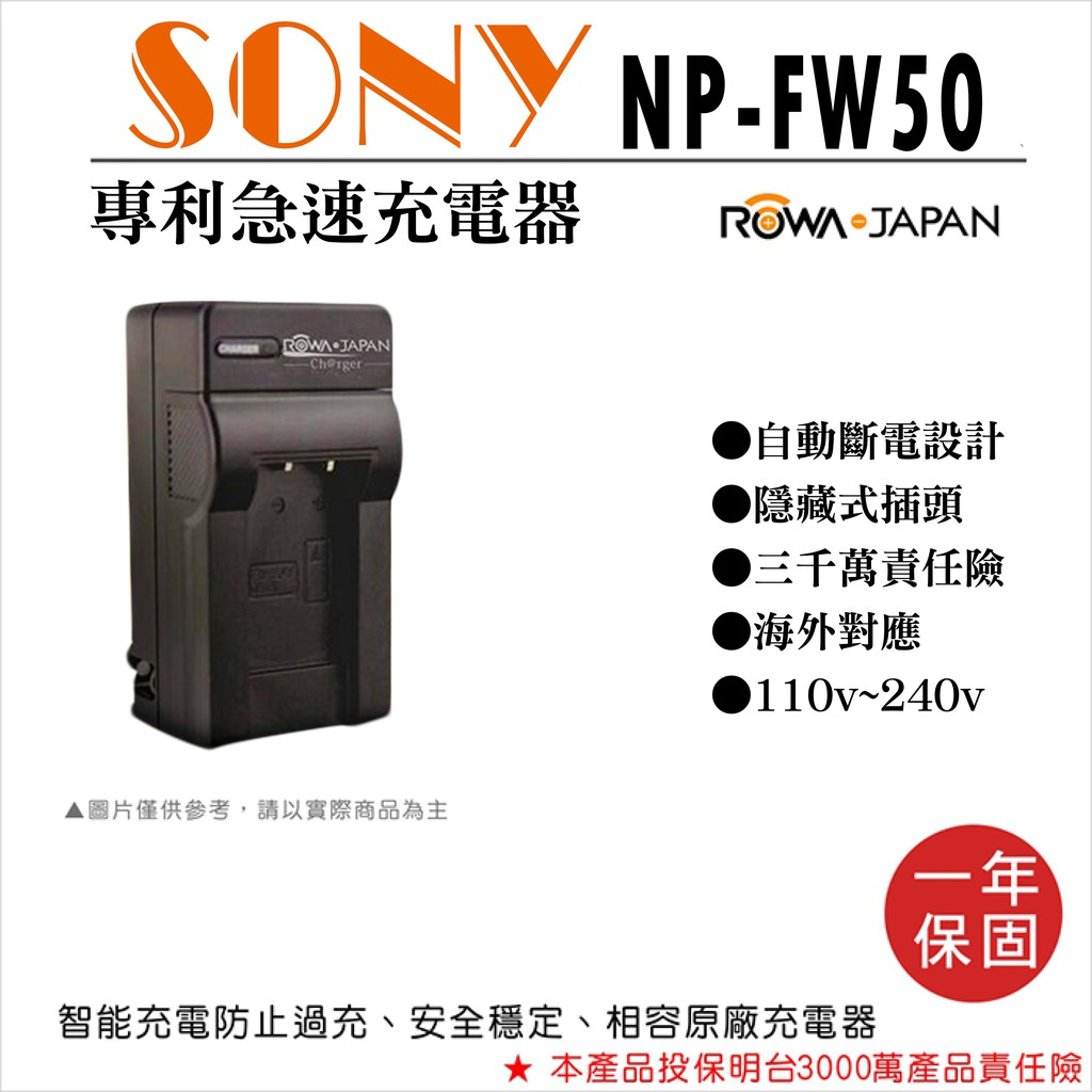 幸運草@樂華 Sony NP-FW50 快速充電器 副廠壁充式座充 1年保固 自動斷電 NEX3 NEX5 NEX6