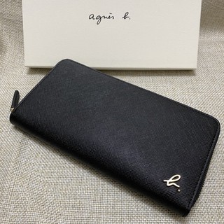全新 agnes b 新版 黑色 草寫 b 牛皮 12卡 防刮 ㄇ型 長夾 拉鍊 拉鏈 皮夾 錢包 保證真品 正品 小b