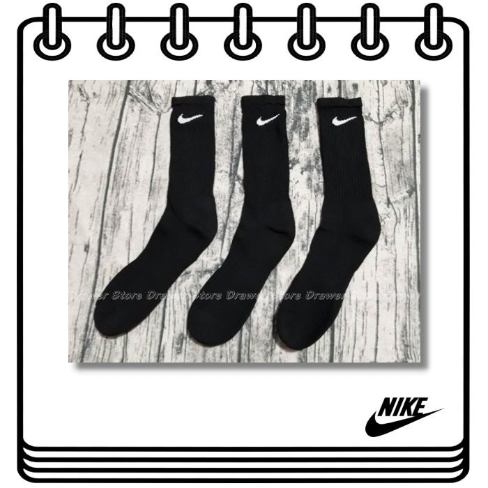 【Drawer】NIKECOTTON  SOCK 厚底 長襪 純黑長襪 全黑 籃球襪 運動襪 NIKE運動襪 美國代購