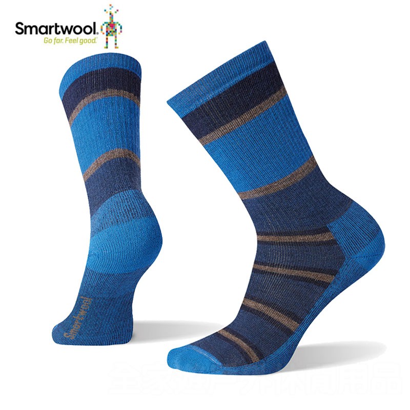 【SmartWool 美國】 中級減震型徒步條紋中長襪 靛藍色/美麗諾羊毛襪/登山襪/健行襪/SW001021B25