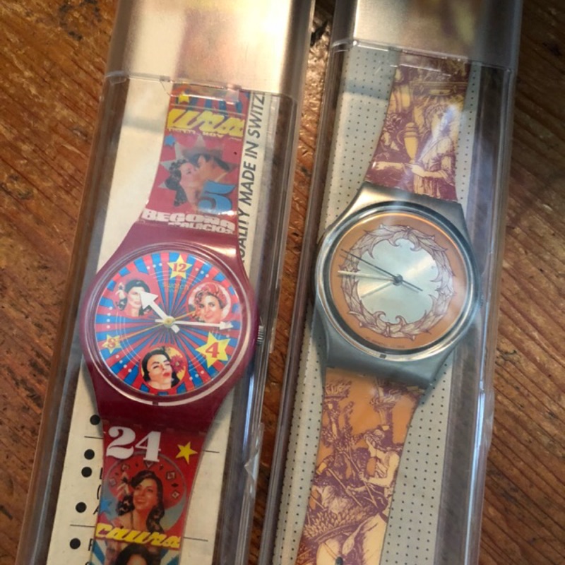 Swatch 造型手錶 復古仕女圖案 絕版 一組 橘色需要換電池