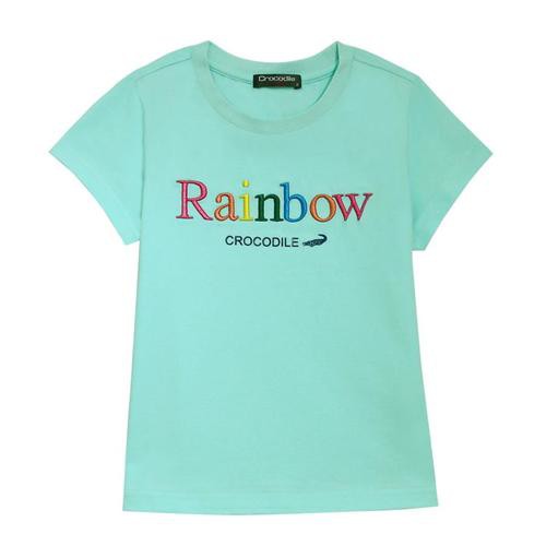 Crocodile Junior『小鱷魚童裝』557462 彩色Rainbow立體繡字T恤 Ggo(G購)