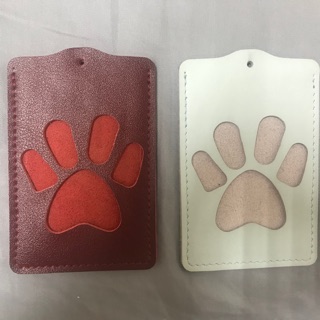 熊掌印真皮卡片套（暗紅/淺藍）