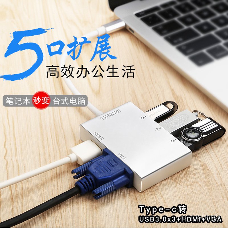【現貨爆款】Type-C轉接頭轉HDMI轉換器適用小米筆記本蘋果電腦華碩USB擴展塢VGA ev5K