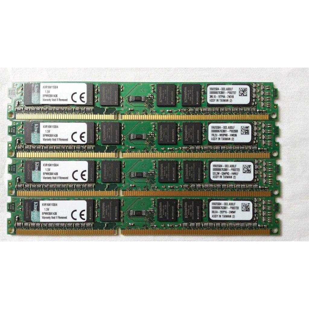 【桌上型記憶體】金士頓 Kingston DDR3/1600/4G(台灣製/窄版/單面顆粒)