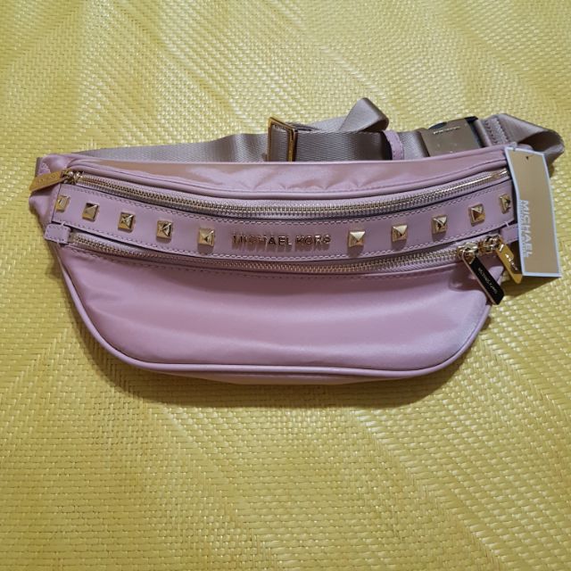 全新正品 MICHAEL KORS MK鉚釘腰包 玫瑰金色