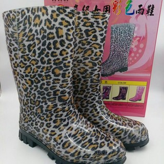 日日新高級女用時尚彩色女雨鞋A189(豹紋）