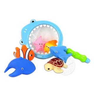 臺灣出24H開發票 鯊魚張嘴洗澡撈撈樂(6入啾啾)(ST405) 幼兒玩具 洗澡玩水 安全無毒 撈魚遊戲 888玩具