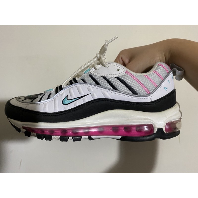 二手Nike Air Max 98 黑白粉綠👟