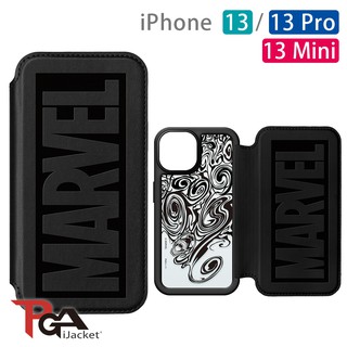 【日本PGA】iPhone 13/13 Pro/13 Mini 漫威Marvel 玻璃 側翻皮套-猛毒