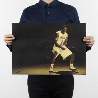 *達芬奇海報館* 詹姆斯 NBA籃球勵志復古牛皮紙海報學生宿舍咖啡廳裝飾墻畫貼畫