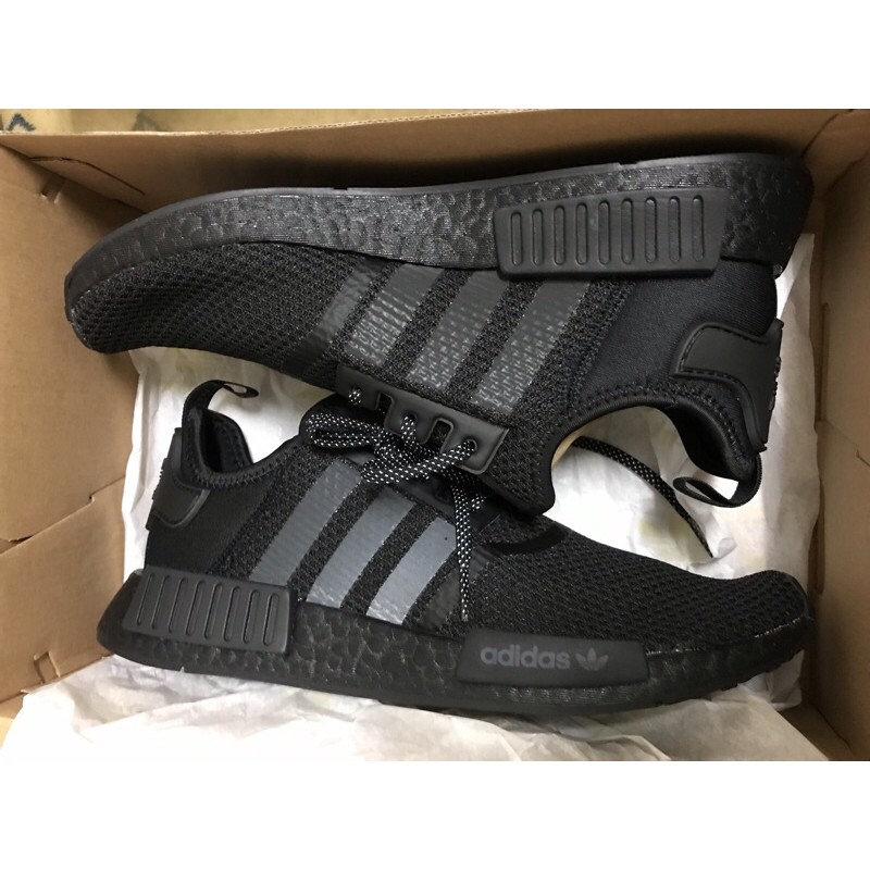 ADIDAS NMD R1 黑魂反光鞋帶FV7969全新正品us9.5