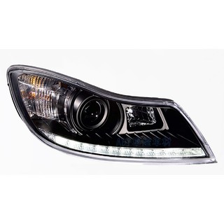 ~~ADT.車燈.車材~~斯柯達 SKODA OCTAVIA 09 10 11 12 DRL LED 燈眉魚眼黑底大燈
