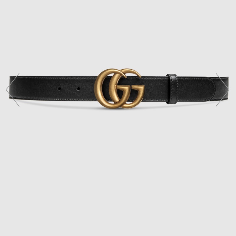 Gucci 皮帶 Leather belt with Double G buckle（男/女同款）