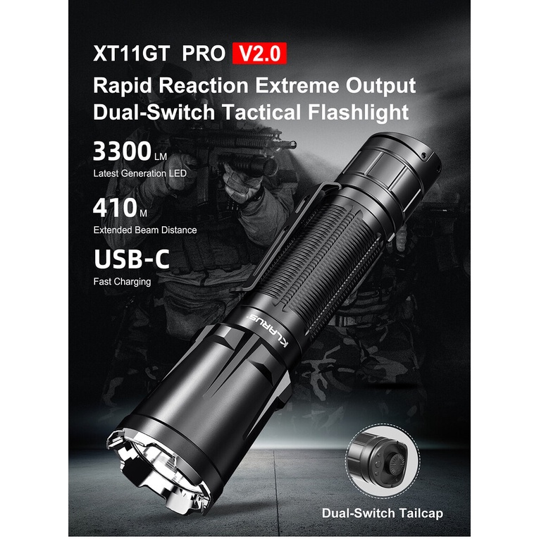 【電筒發燒友】KLARUS XT11GT Pro V2 3300流明 410米遠射 USB-C充電 手電筒