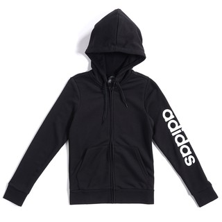 ADIDAS W E LIN FZ HD 女款 運動 休閒 連帽 外套 黑 DP2401