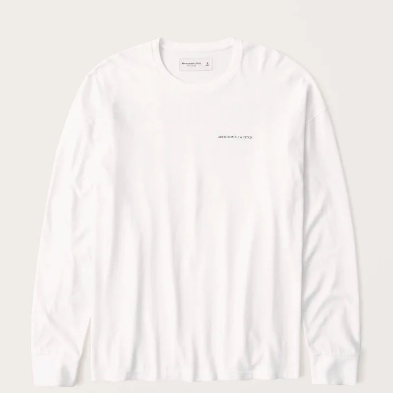 Abercrombie & Fitch T恤 TEE 男裝 長袖T恤 圓領上衣 A42100 白色AF(現貨)