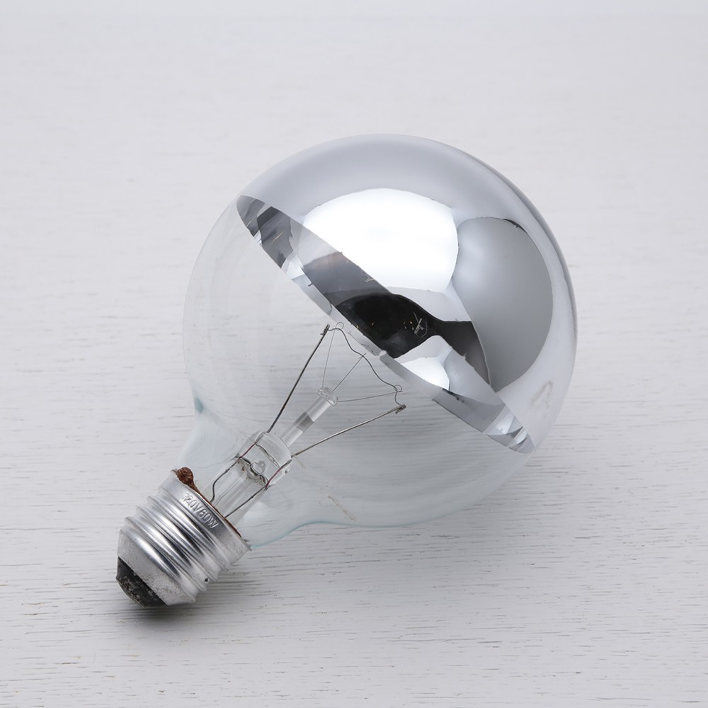 0416x1024 古董鎢絲燈泡 直徑9.5cm 上半銀 60瓦  適用台灣電壓120V 可調光