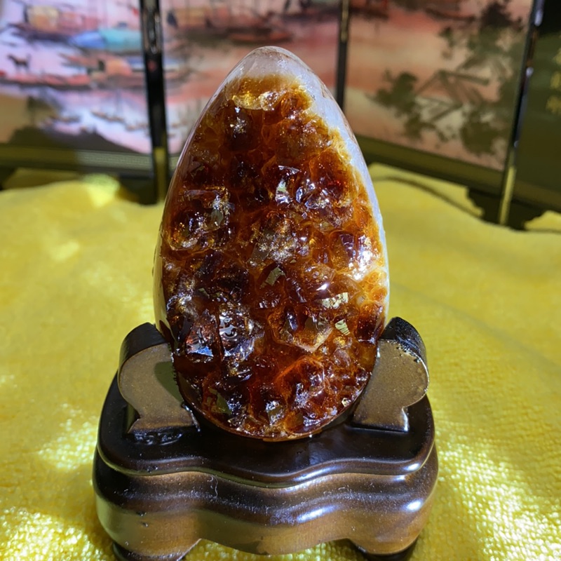～蕓驊水晶～漂亮焦糖黃水晶🦕恐龍蛋～重273公克招財 ～擋煞 ～正財氣 ～開運～財位～原礦石～烏拉圭～～磁場能量～消磁