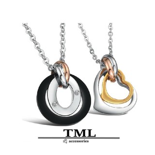 TML 雙環鋼項鍊  鈦鋼情侶項鍊 純鋼配鏈 韓版項鍊 鈦鋼項鍊(GX606)