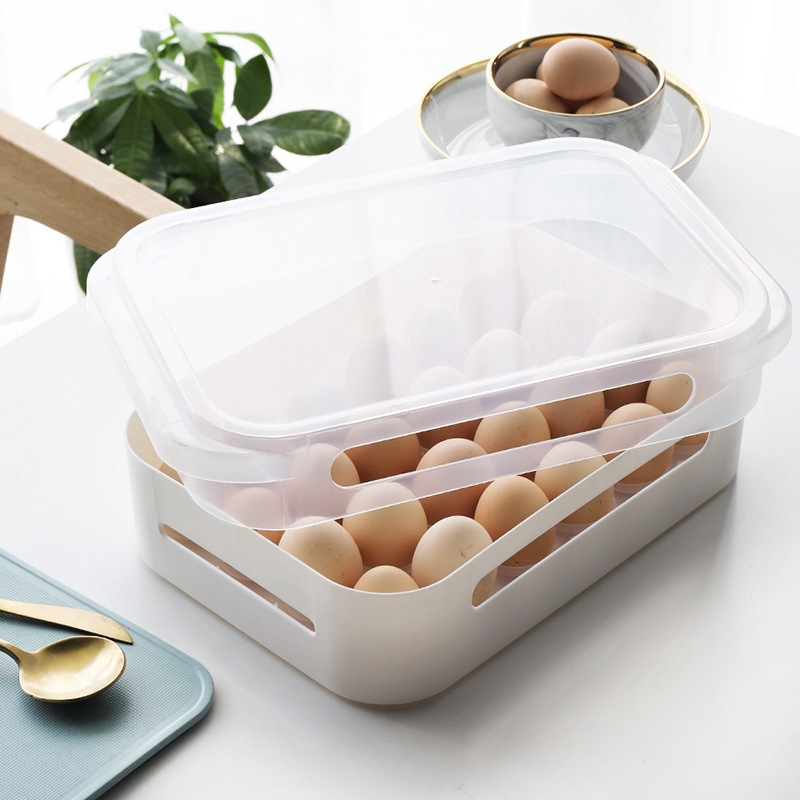 簡窩[台灣現貨]日式簡約創意家居單層雞蛋盒可疊加冰箱收納盒保鮮密封冷藏家用24格廚房買蛋容器