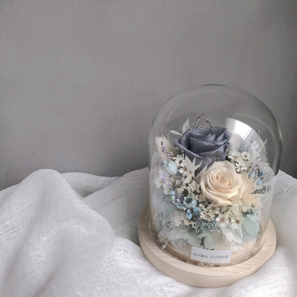 Floraflower 淡藍色永生花夜燈 蝦皮購物