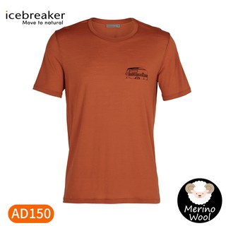 【Icebreaker 男 Tech Lite圓領短袖上衣AD150《破冰高峰-火焰橘》】IB105543/短/悠遊山水