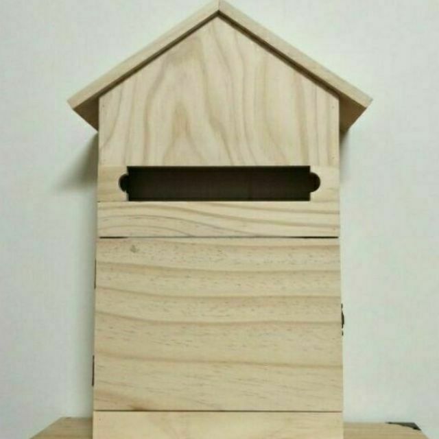 可掛式松木屋型厚板木製信箱 屋型信箱