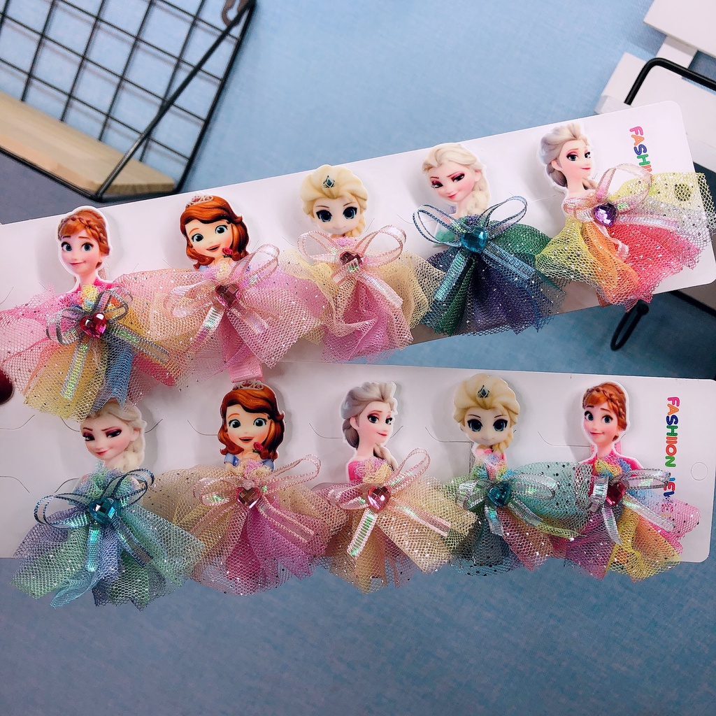 10個組 超仙女童髮飾 艾莎公主紗裙髮夾蘇菲亞安娜 冰雪奇緣