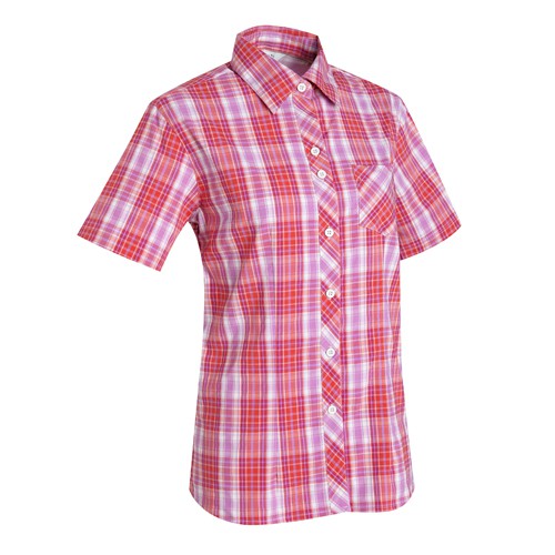 瑞多仕 DA2370 女彈性格子襯衫(短袖) 紅色/紫粉格 抗UV UPF30+ 登山 露營 戶外休閒 RATOPS