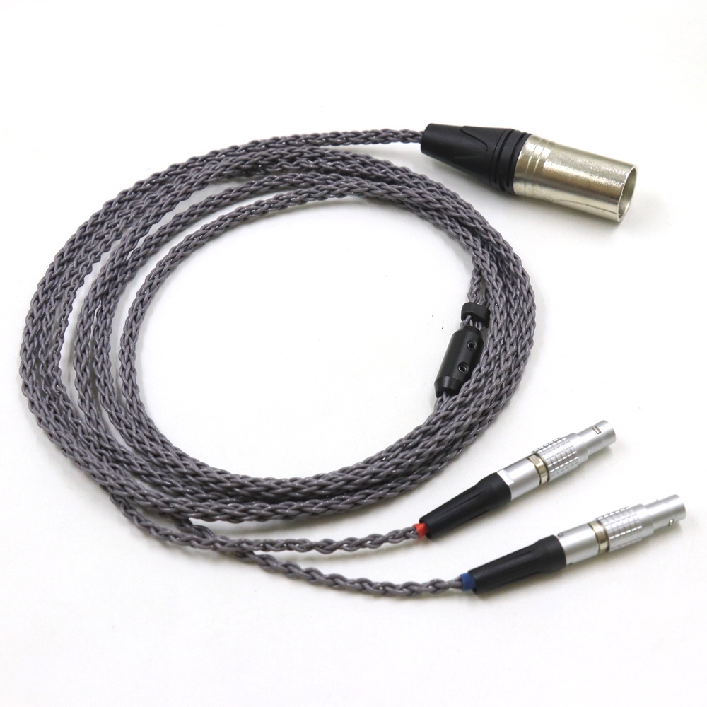 灰色 8 芯適用於 Focal Utopia ELEAR 4Pin XLR 2.5MM/4.4MM 平衡鍍銀耳機升級線