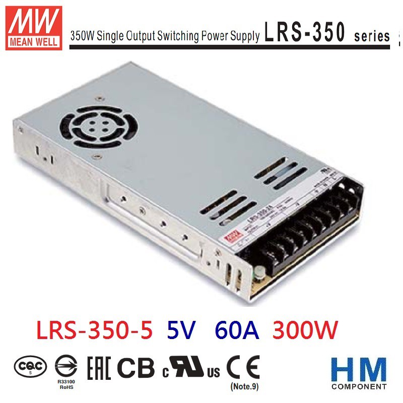 明緯 MW(MEAN WELL) 電源供應器 LRS-350-5 5V 60A 原廠公司貨-HM工業自動化