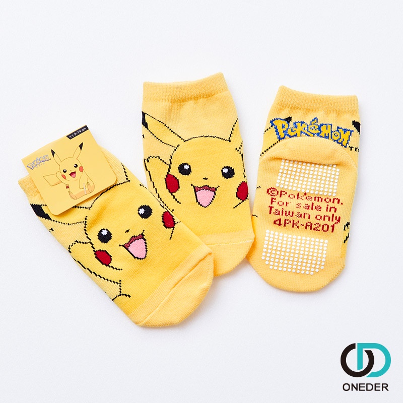 精靈寶可夢皮卡丘幼童直版襪 Pokémon幼童止滑襪 台灣製幼童短襪 PK-A201【ONEDER旺達】